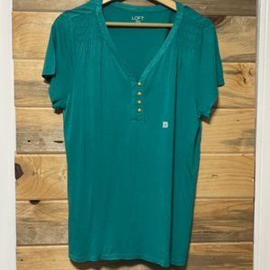 LOFT Outlet‎ Knit Short Sleeve Top Teal Shirt Medium